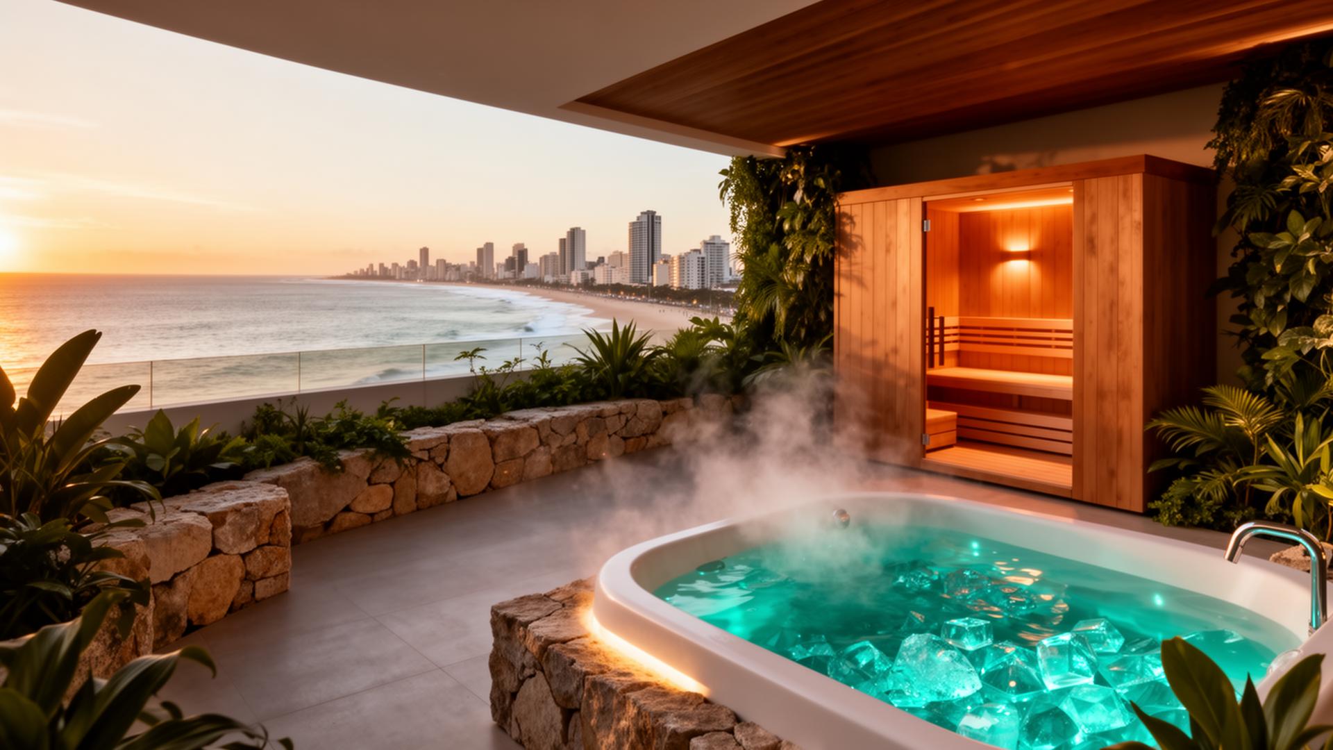 AYO Wellness Beira-Mar — sauna seca, banheira de gelo e vista para o mar